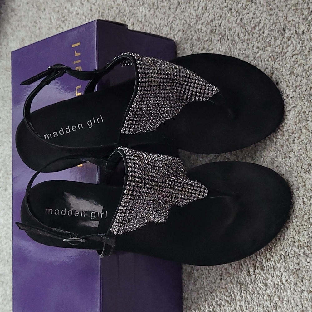 Black rhinestone sandals